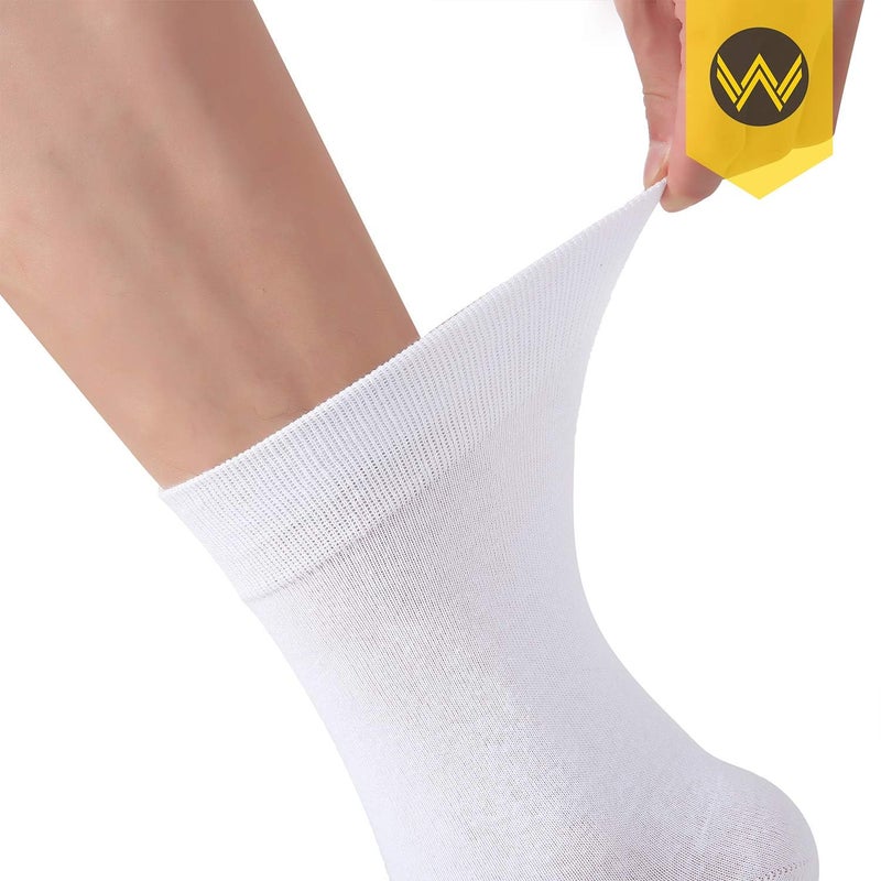 WANDER Men's Solid Dress Socks Cotton Men 8 Pairs Trouser Thin Classic Socks (Shoe Size:9-12, 8 Pairs White) - Image 5